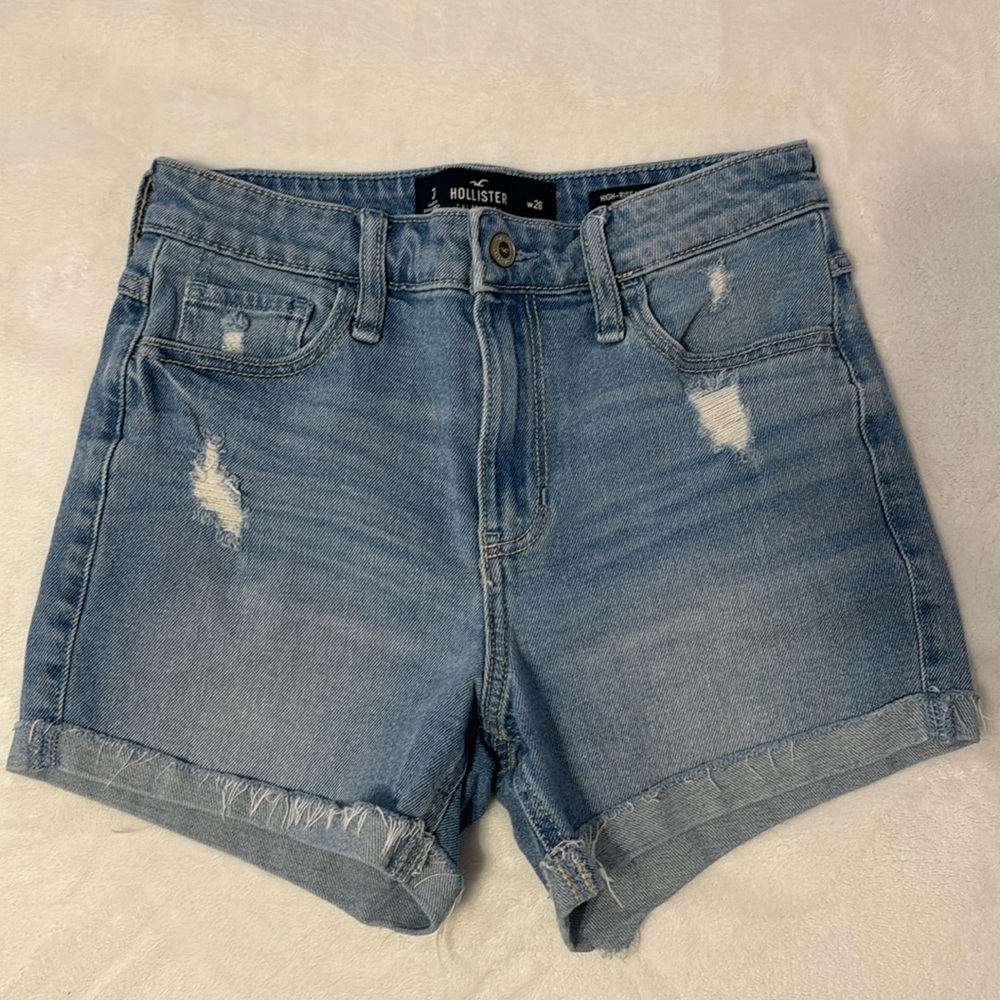 Hollister Denim High-Rise Midi Shorts